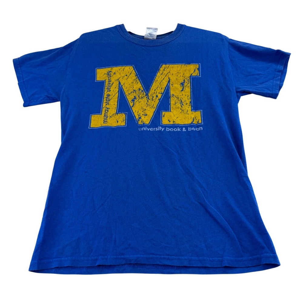 Gildan T-Shirt Unisex Small Blue Murray State University Book & Bean Graphic Tee